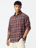 Plaid Shirt: Coral Men Relaxed Shirts