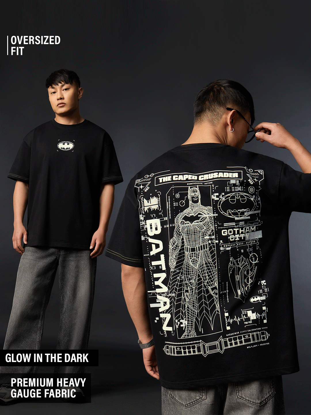 Batman: The Hero Glow Oversized T-Shirts