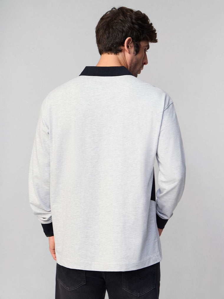 Oversized Rugby Polo: Steel Wave Men Rugby Polos