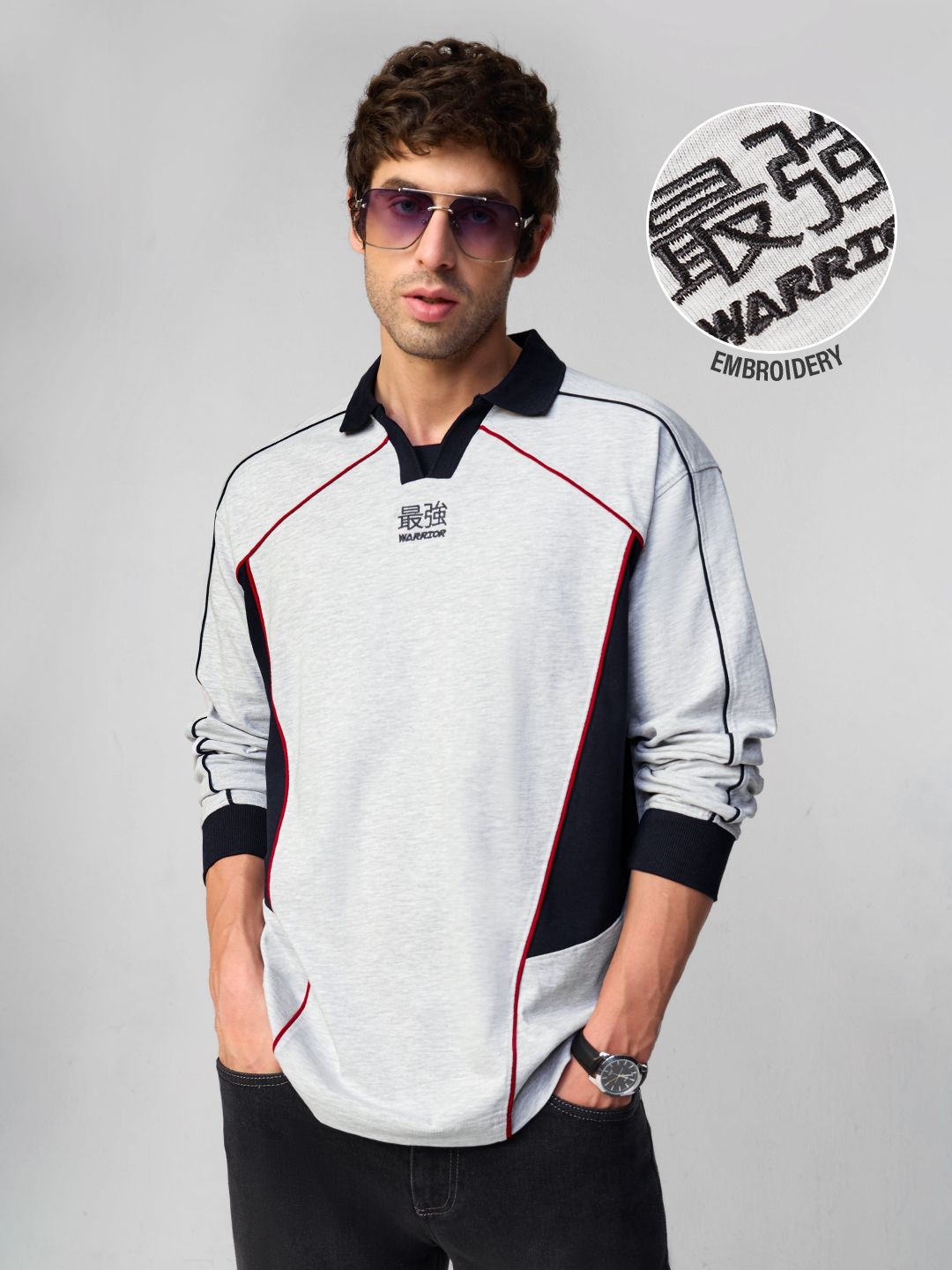 Oversized Rugby Polo: Steel Wave Men Rugby Polos