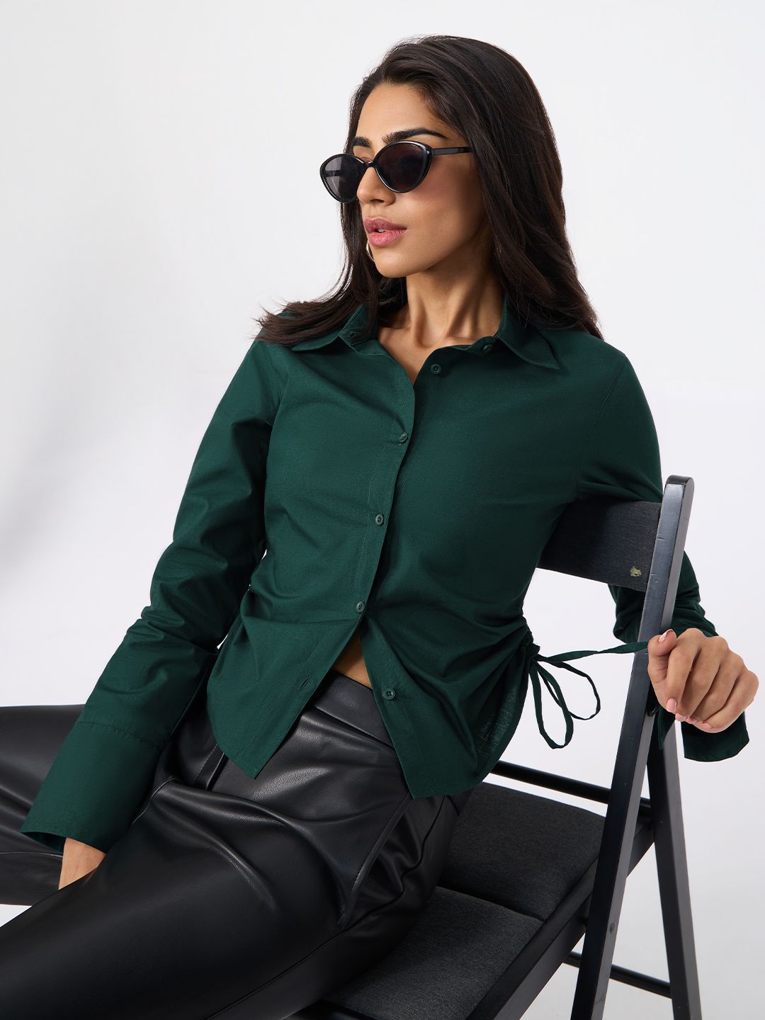 Tailored Solids: Emerald Women Fitted Shirts