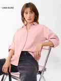 Cotton Linen Shirt: Rosewood Women Relaxed Shirts