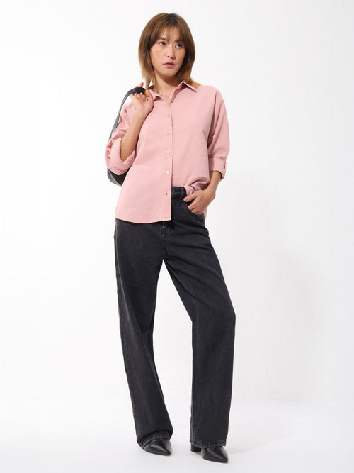 Cotton Linen Shirt: Rosewood Women Relaxed Shirts