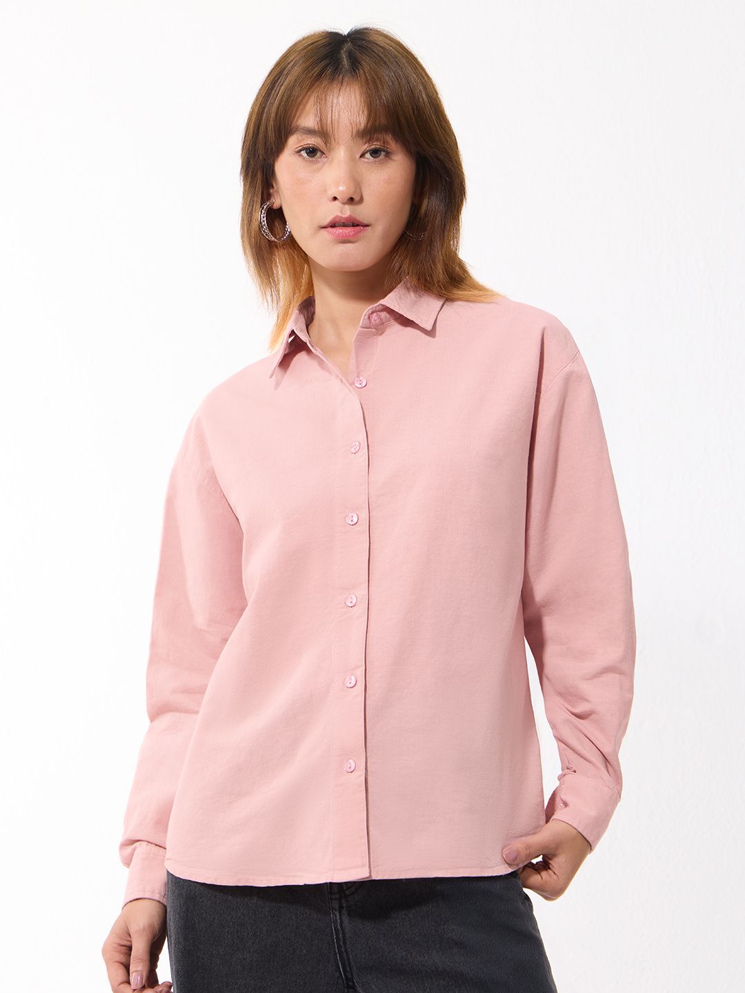 Cotton Linen Shirt: Rosewood Women Relaxed Shirts
