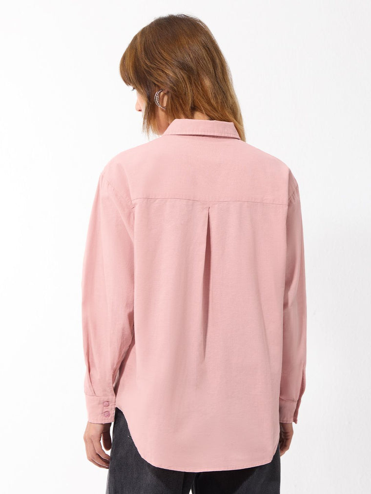 Cotton Linen Shirt: Rosewood Women Relaxed Shirts