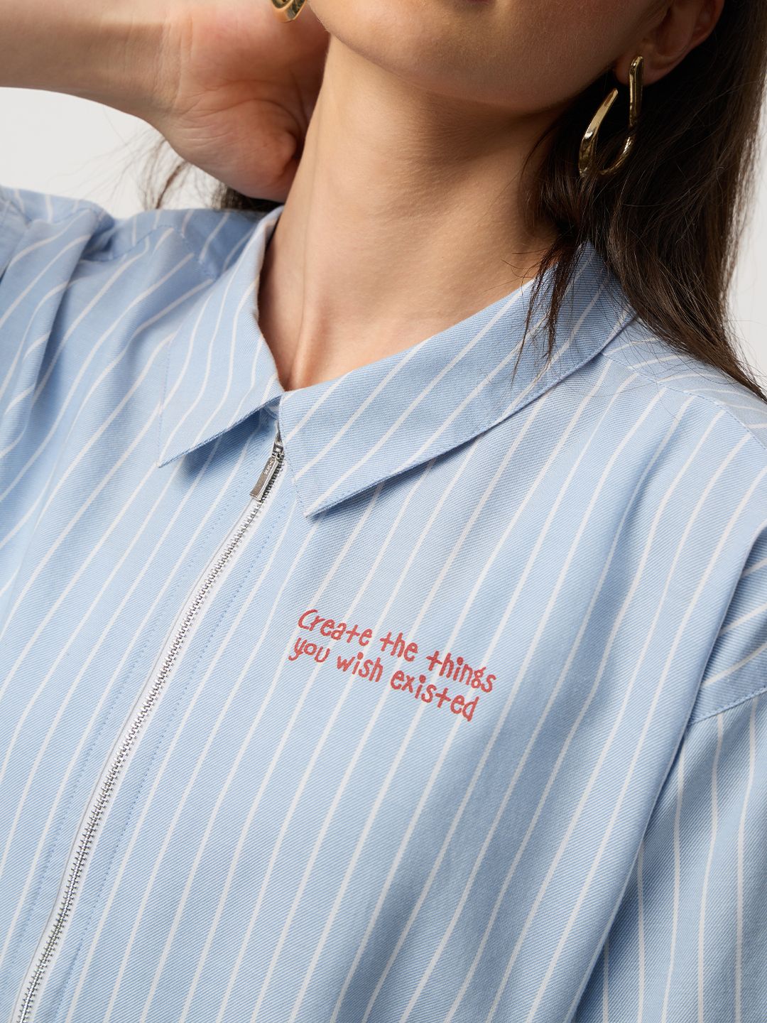 Stripe Shirt: Creative Department Women Cropped Shirts
