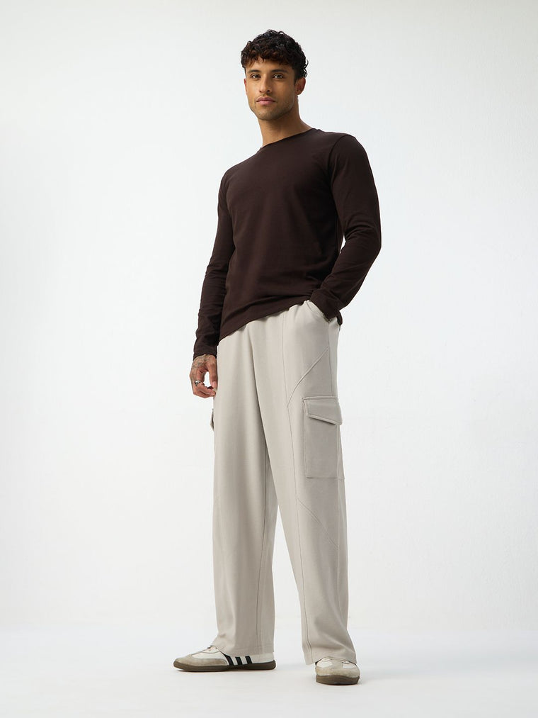 Solids: Stone Grey Men Cargo Joggers