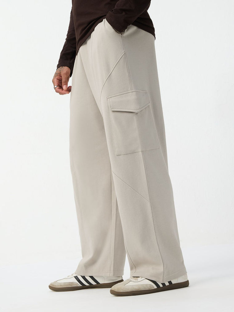 Solids: Stone Grey Men Cargo Joggers