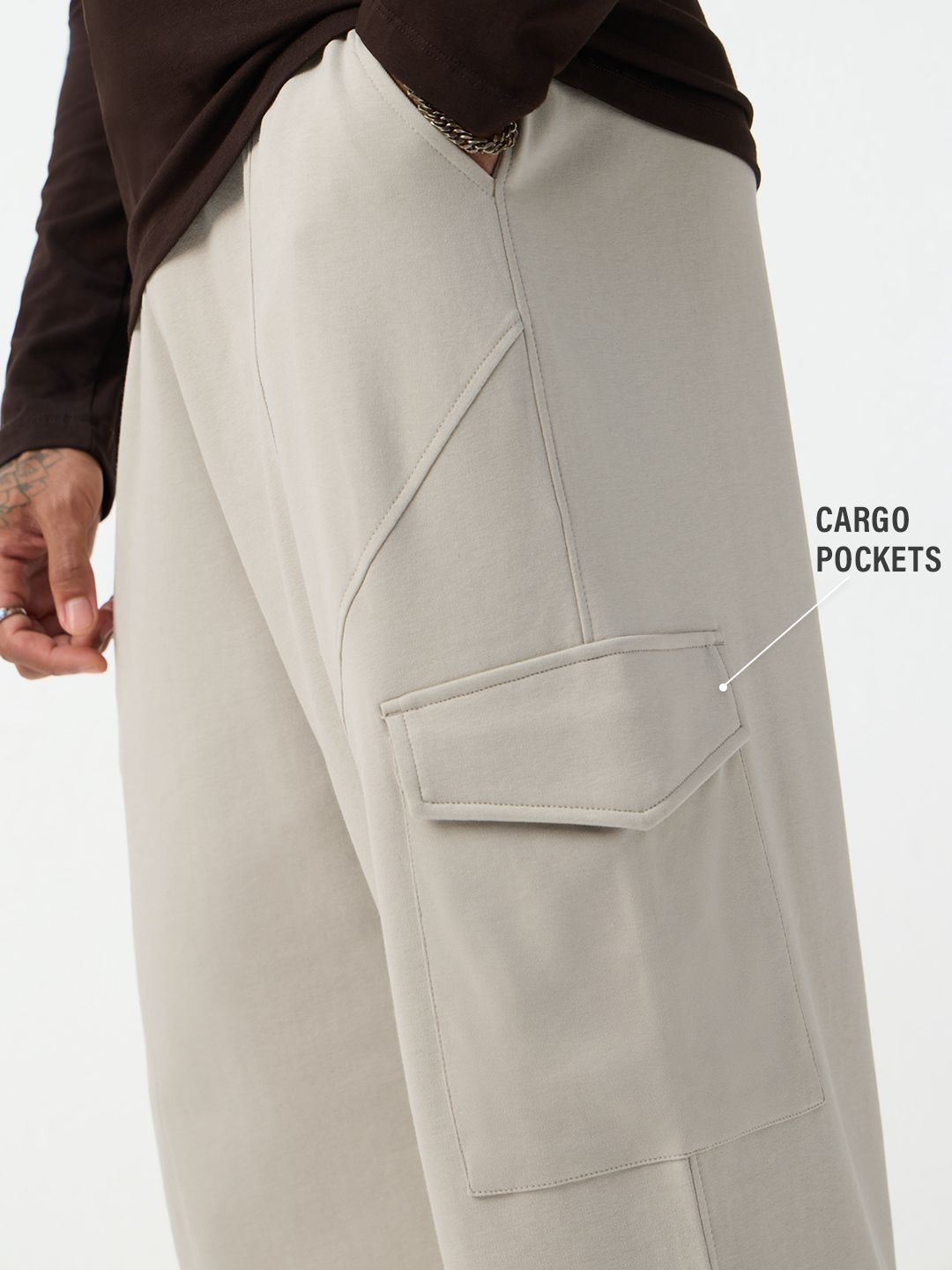 Solids: Stone Grey Men Cargo Joggers