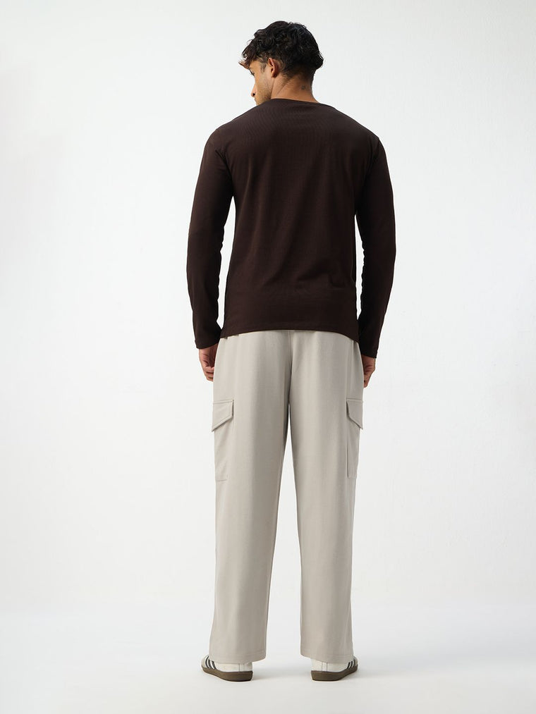 Solids: Stone Grey Men Cargo Joggers