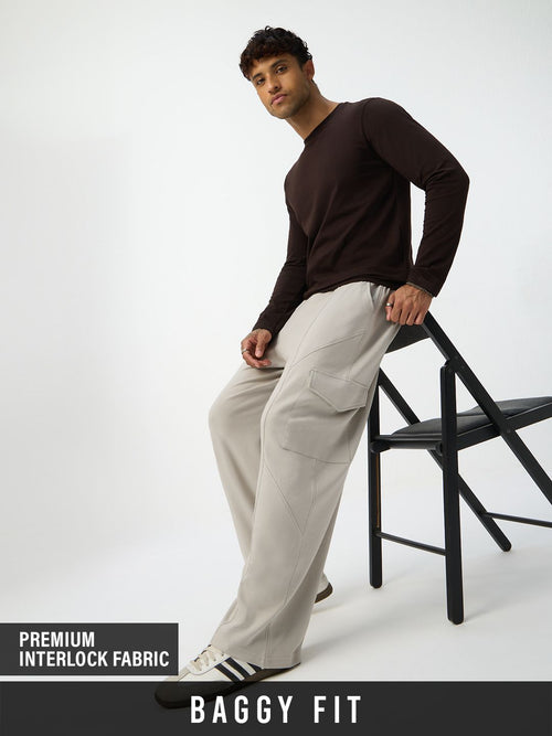 Solids: Stone Grey Men Cargo Joggers