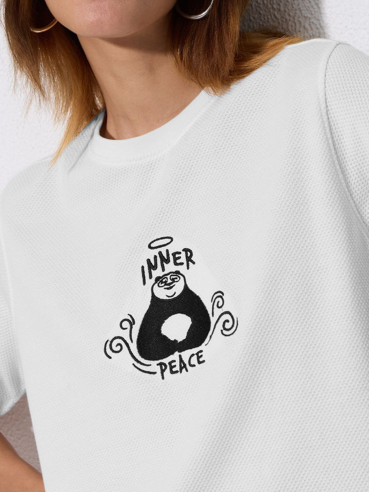 Textured T-shirt: Kung Fu Panda Peace Women Relaxed T-Shirts