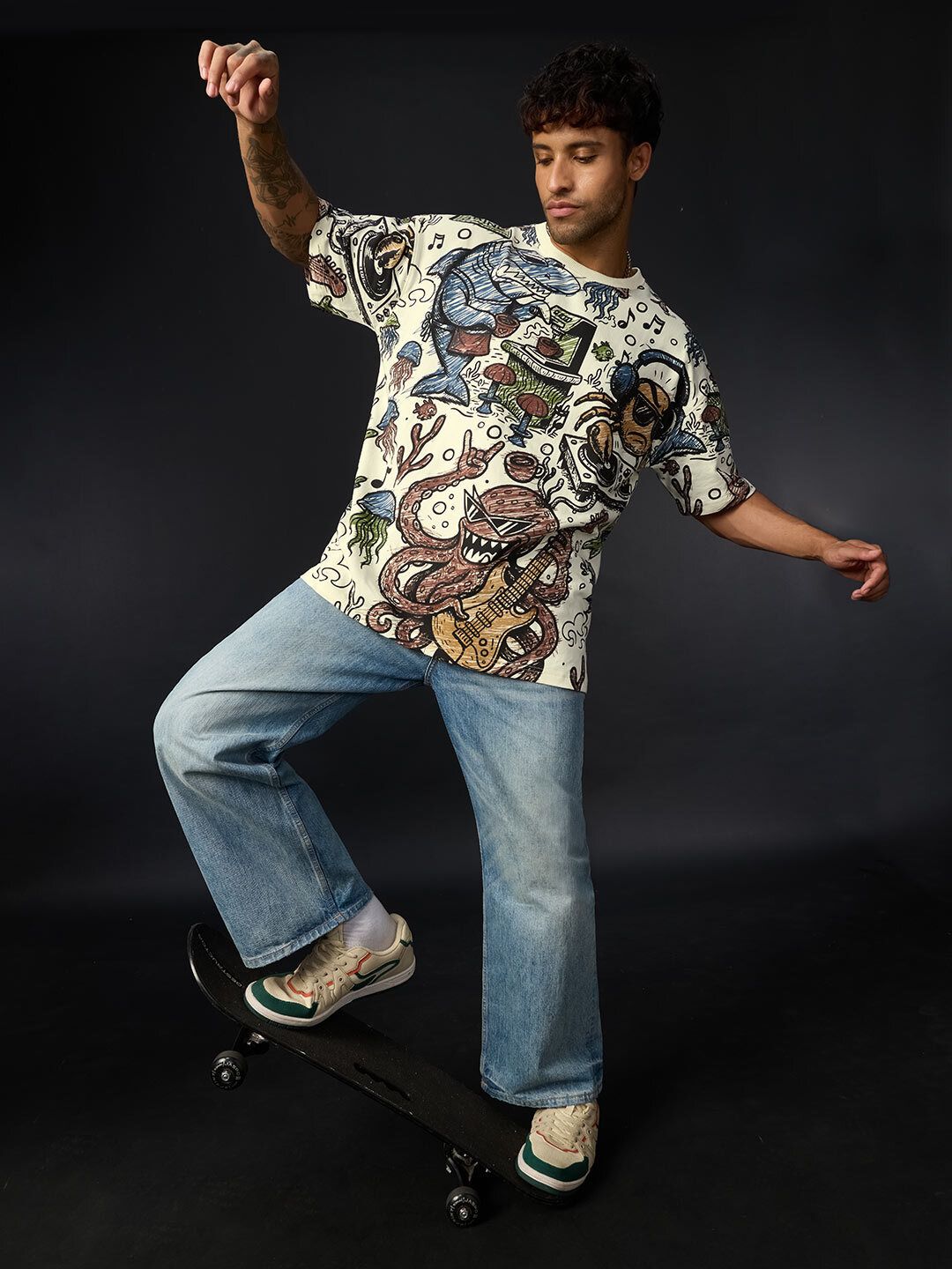 Aqua Tales: Sea Animals Oversized T-Shirts