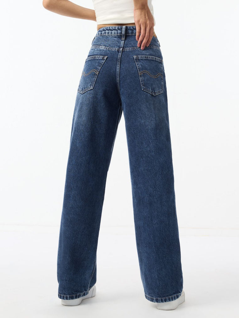 Distressed Denim: Sailor Blue Women Straight Denims