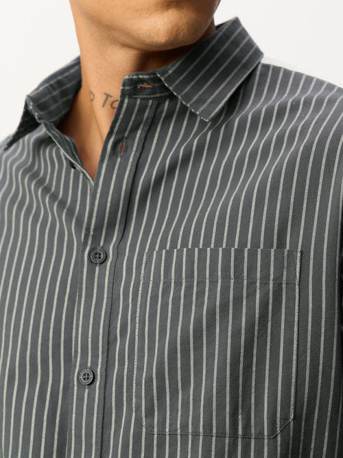 Striped Shirt: Silver Chalice Men Relaxed Shirts