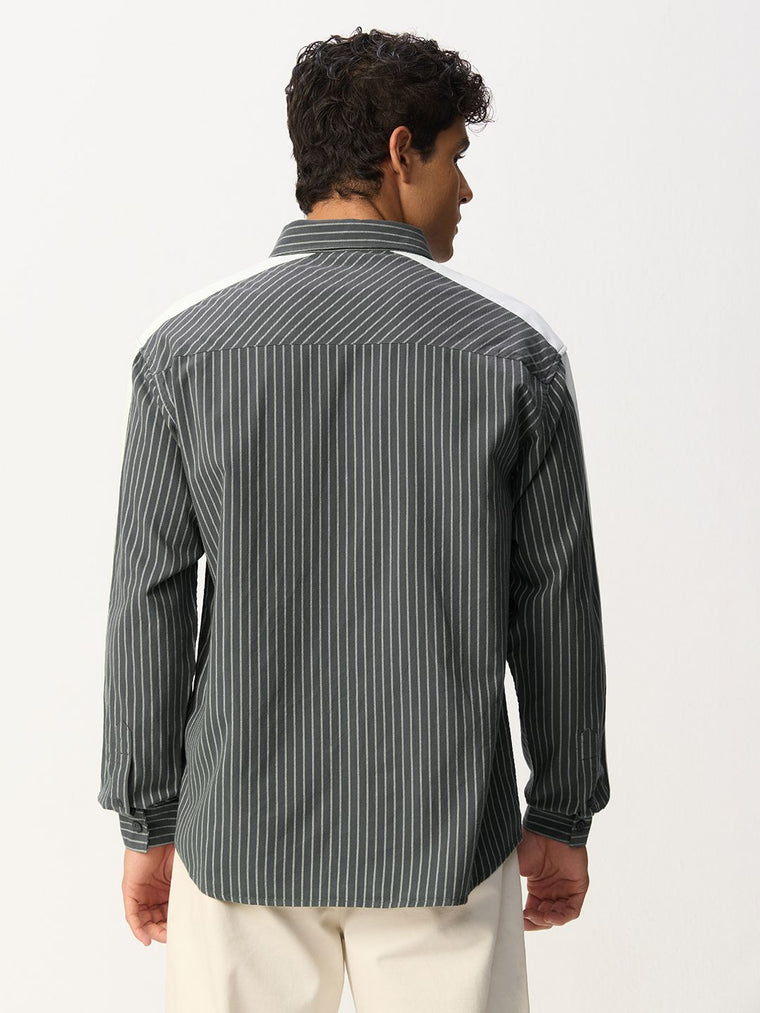 Striped Shirt: Silver Chalice Men Relaxed Shirts