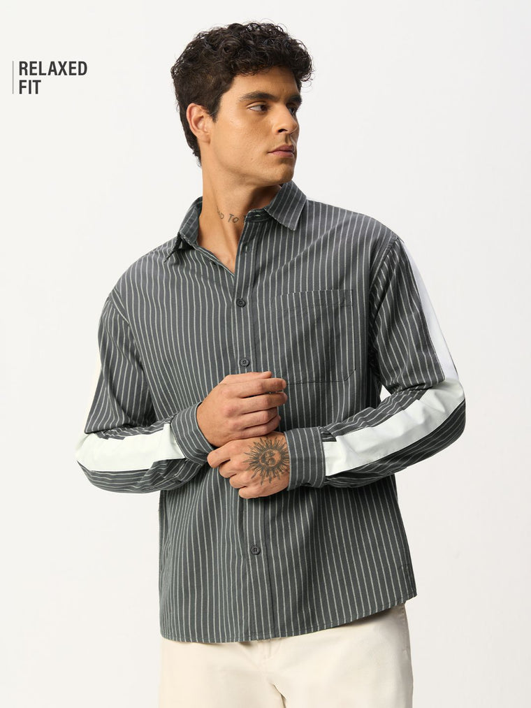 Striped Shirt: Silver Chalice Men Relaxed Shirts