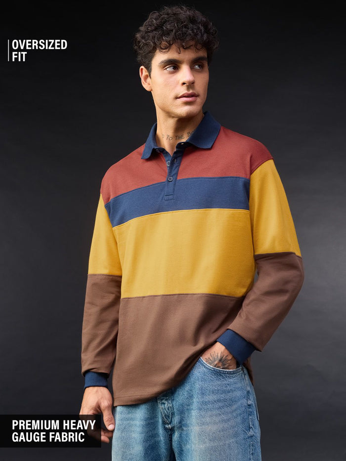 Colorblock Rugby Polo: Pollen Men Rugby Polos