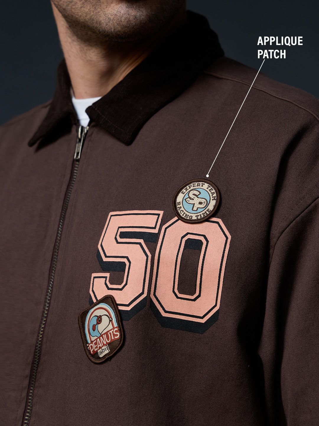 Zipper Shacket: Peanuts Rash Oversized Shirts