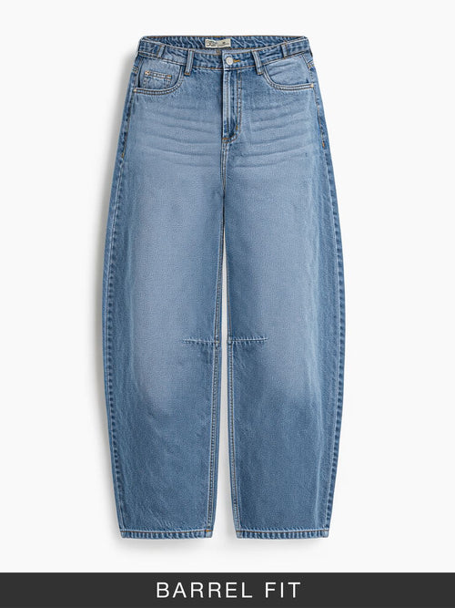 Barrel-Fit Denim: Drip Blue Women Barrel Denims