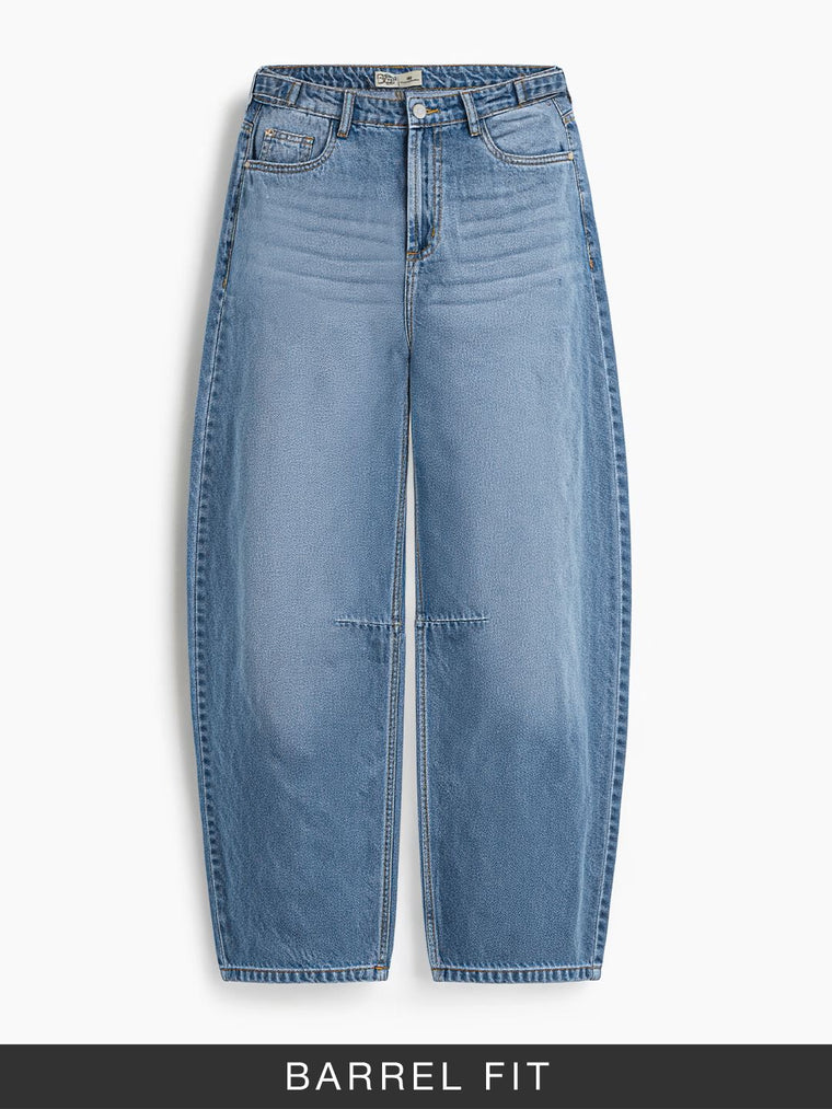 Barrel-Fit Denim: Drip Blue Women Barrel Denims