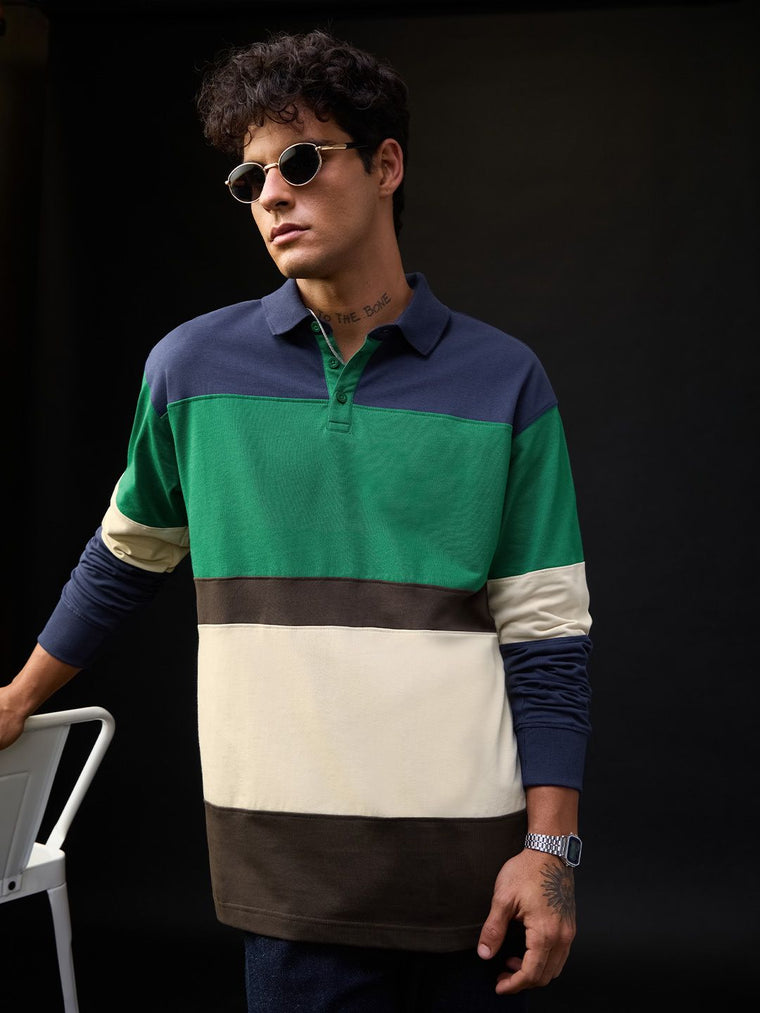 Colorblock Rugby Polo: Tribeca Pollen Men Rugby Polos