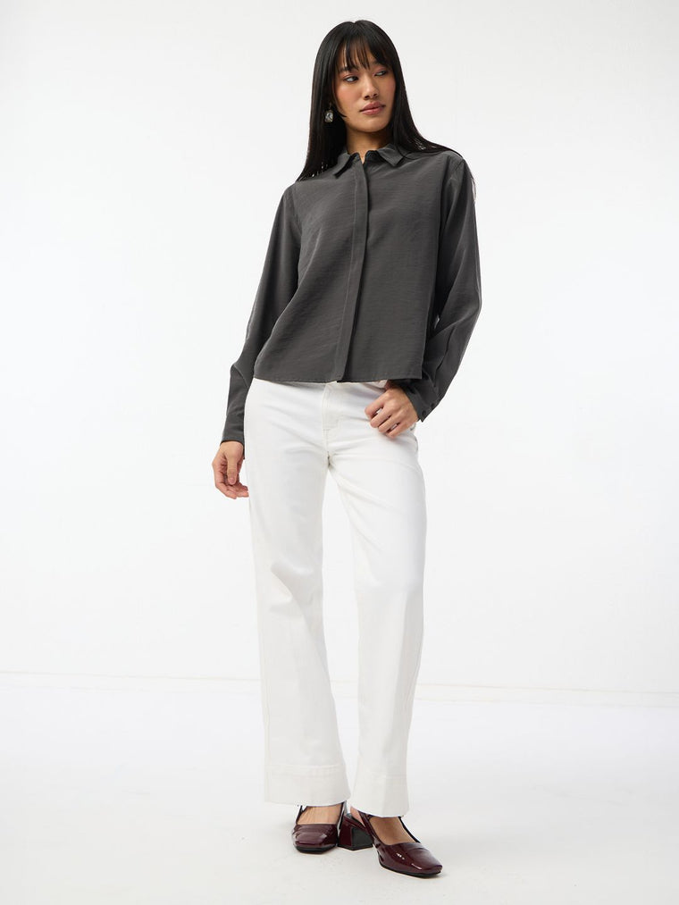 Classic Solids: Charcoal Women Regular Shirts