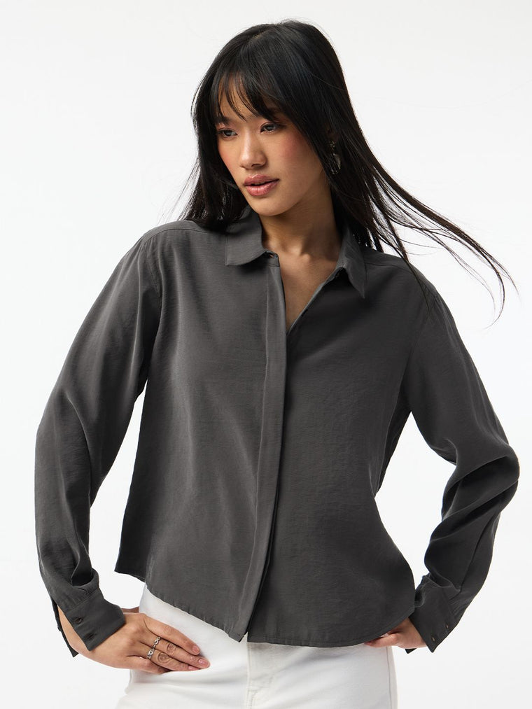 Classic Solids: Charcoal Women Regular Shirts