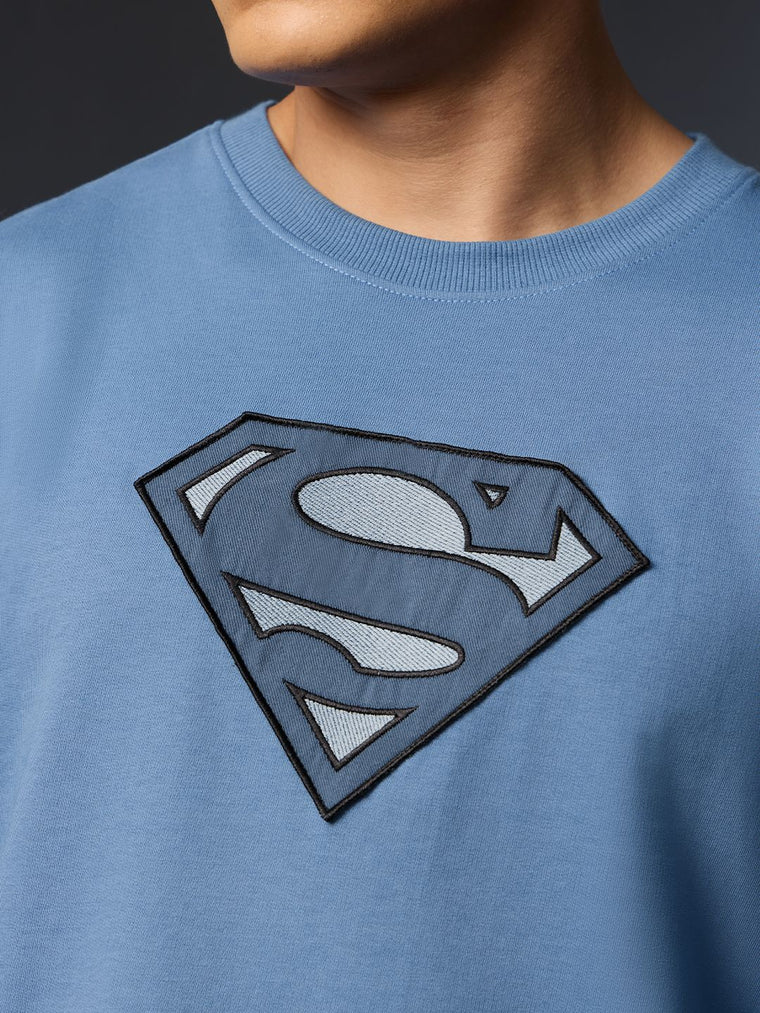 Superman: Blue Logo Oversized Full Sleeve T-Shirts