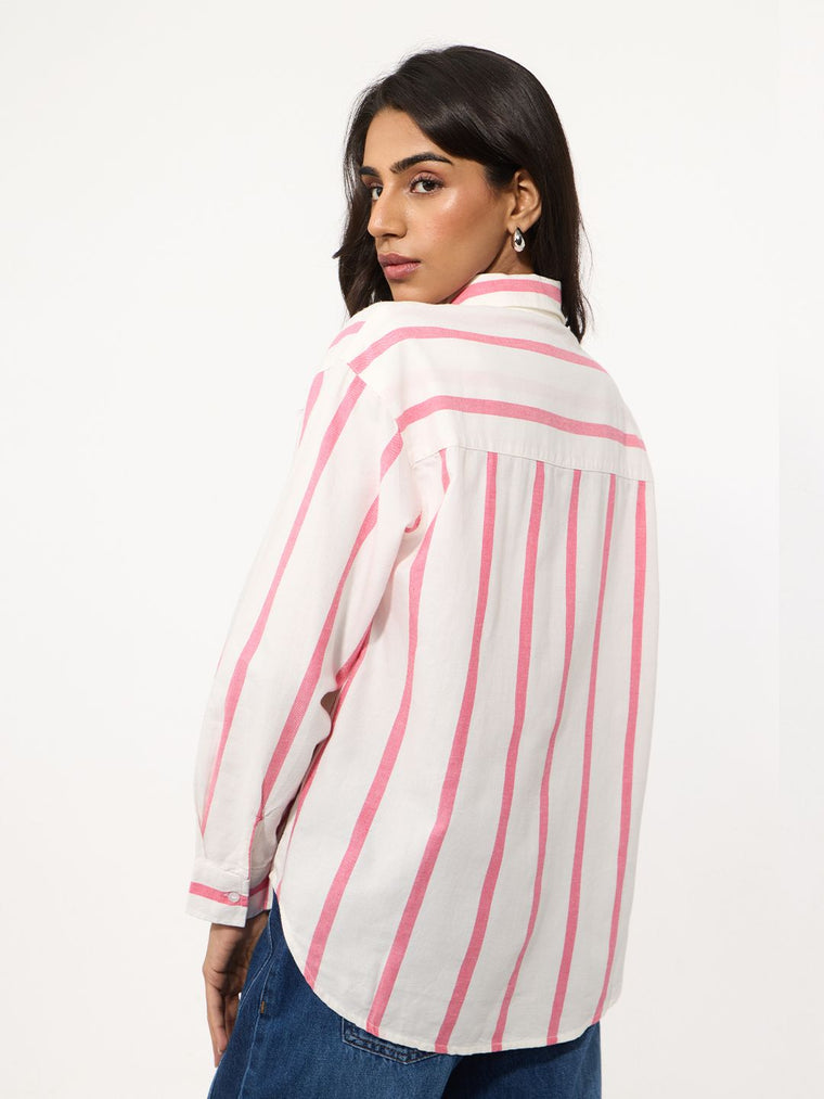 Stripe Shirt: Clover Bunny Women Oversized Shirts