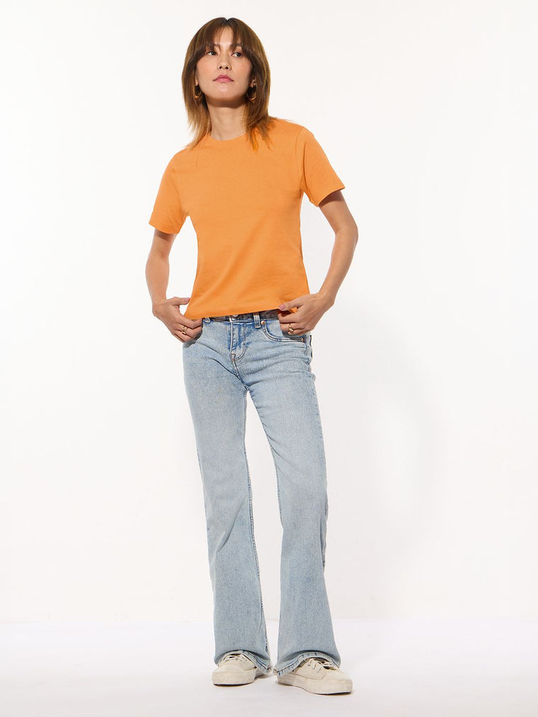 Regular Solids: Tangy Orange Women Regular T-Shirts