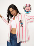 Stripe Shirt: Clover Bunny Women Oversized Shirts