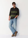 Colorblocked Rugby Polo: Cocoa Olive Men Rugby Polos