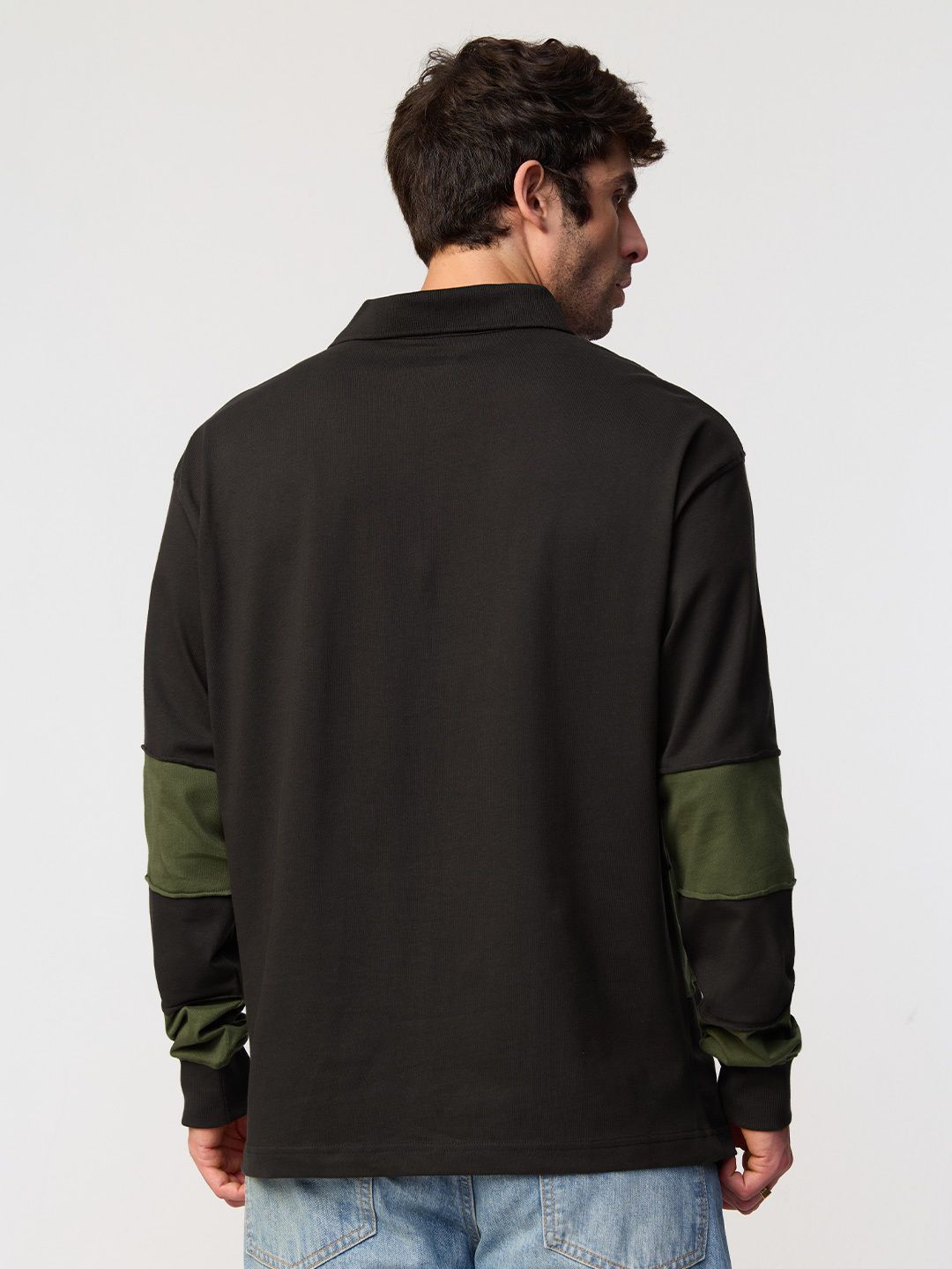 Colorblocked Rugby Polo: Cocoa Olive Men Rugby Polos