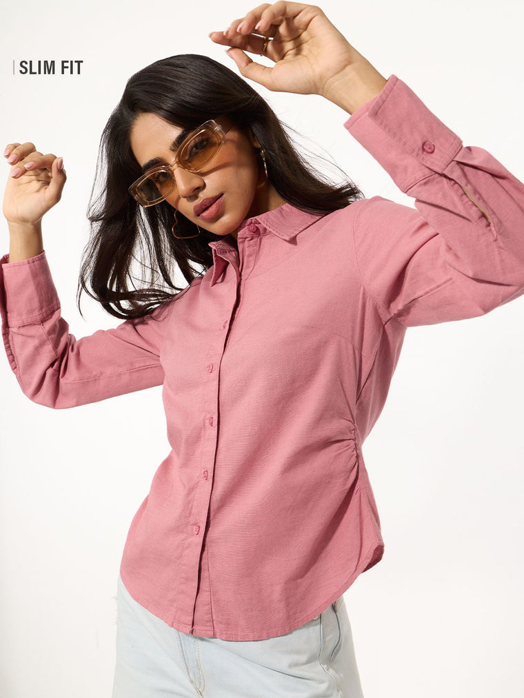 Tailored Solids: Dusty Rose Women Fitted Shirts