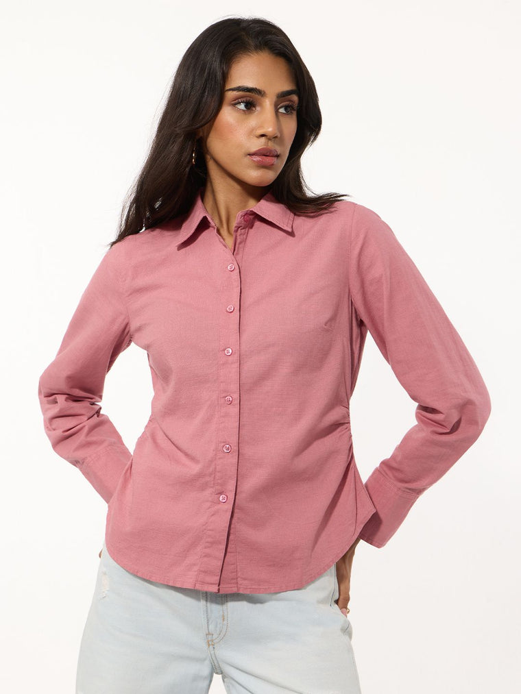 Tailored Solids: Dusty Rose Women Fitted Shirts