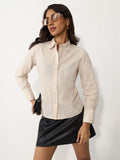 Tailored Solids: Almond Buff Women Fitted Shirts