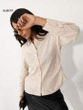 Tailored Solids: Almond Buff Women Fitted Shirts