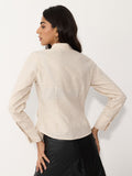 Tailored Solids: Almond Buff Women Fitted Shirts