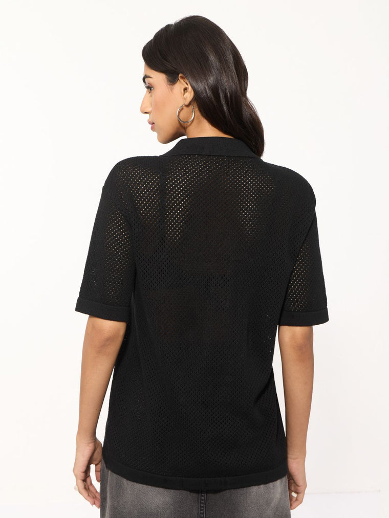 Open Knit Shirt: No Regrets Women Oversized Shirts