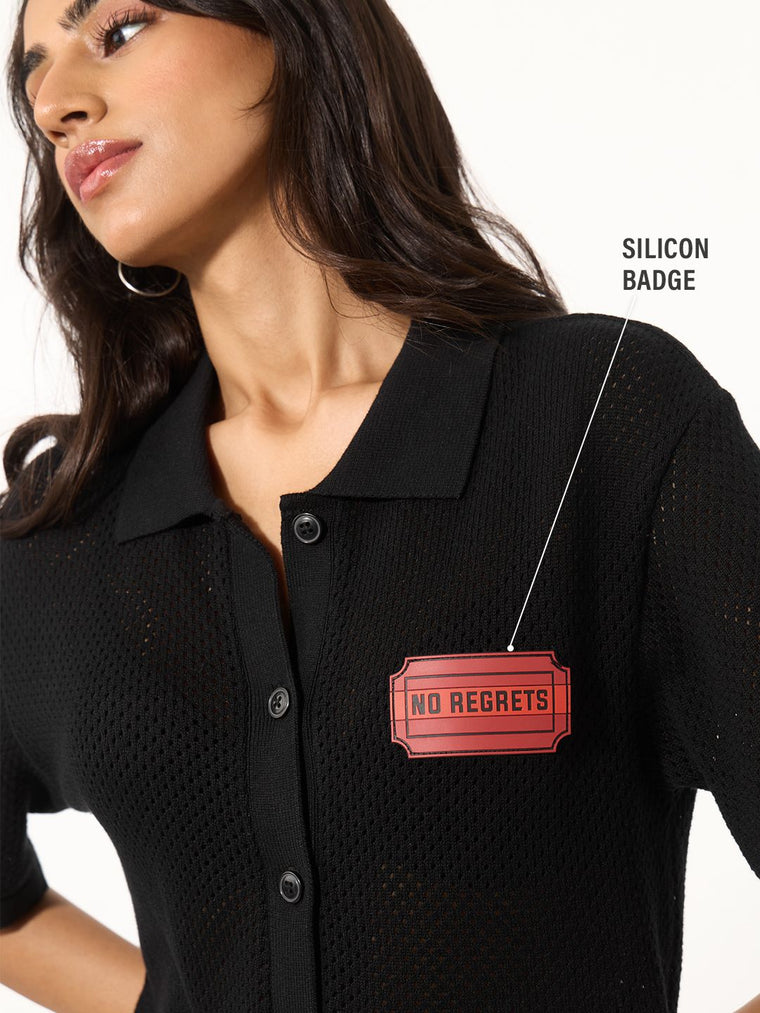 Open Knit Shirt: No Regrets Women Oversized Shirts