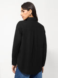 Cotton Linen Shirt: Black Women Relaxed Shirts