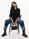 Cotton Linen Shirt: Black Women Relaxed Shirts