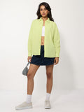 Cotton Linen Shirt: Lime Women Oversized Shirts