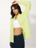 Cotton Linen Shirt: Lime Women Oversized Shirts