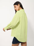Cotton Linen Shirt: Lime Women Oversized Shirts