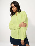Cotton Linen Shirt: Lime Women Oversized Shirts