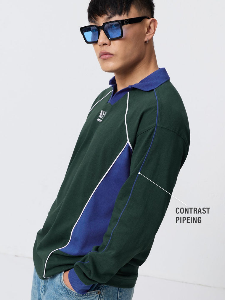 Oversized Polo: Pacific Pine Men Rugby Polos