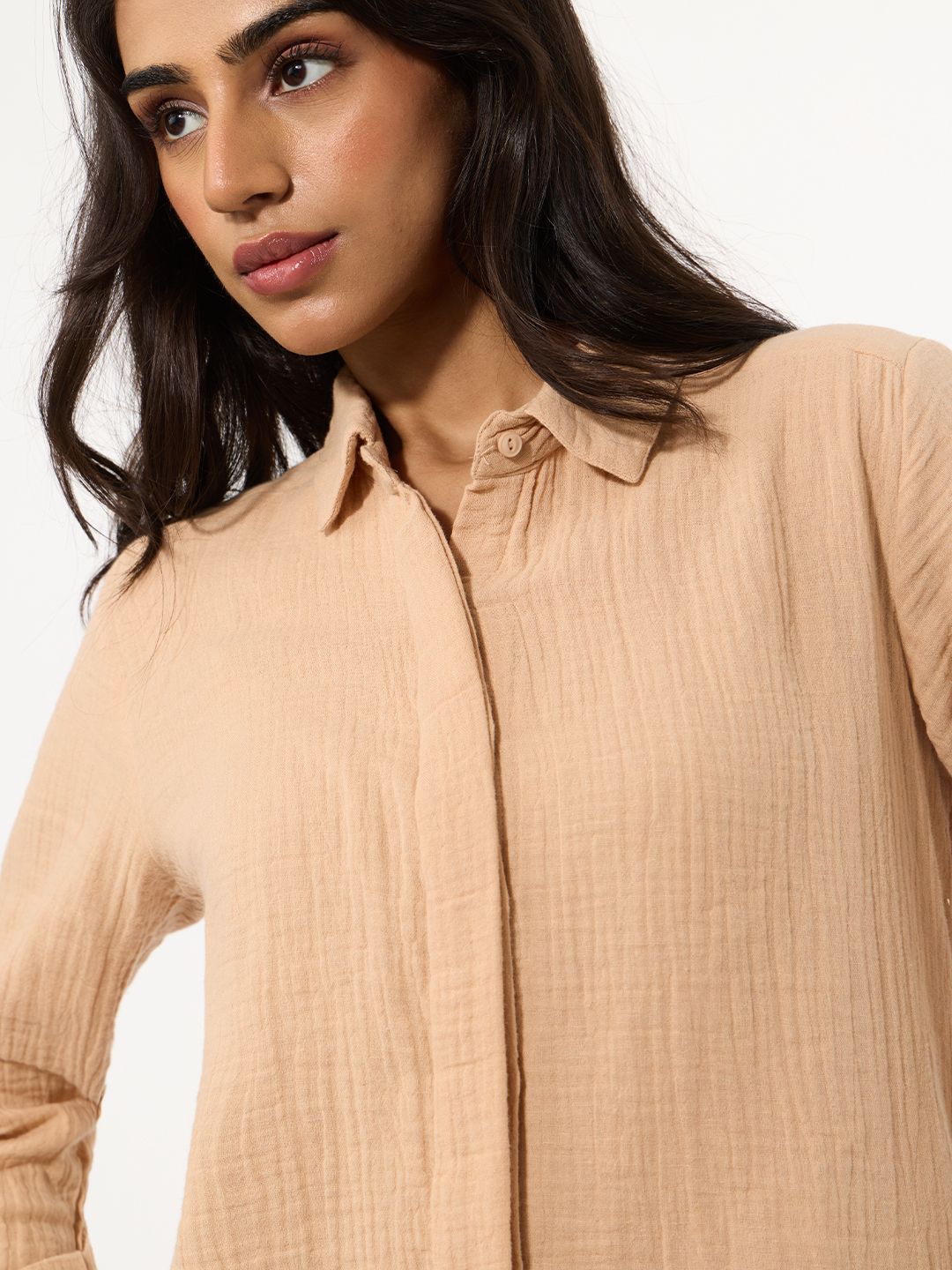 Textured Shirt: Coral Women Relaxed Shirts