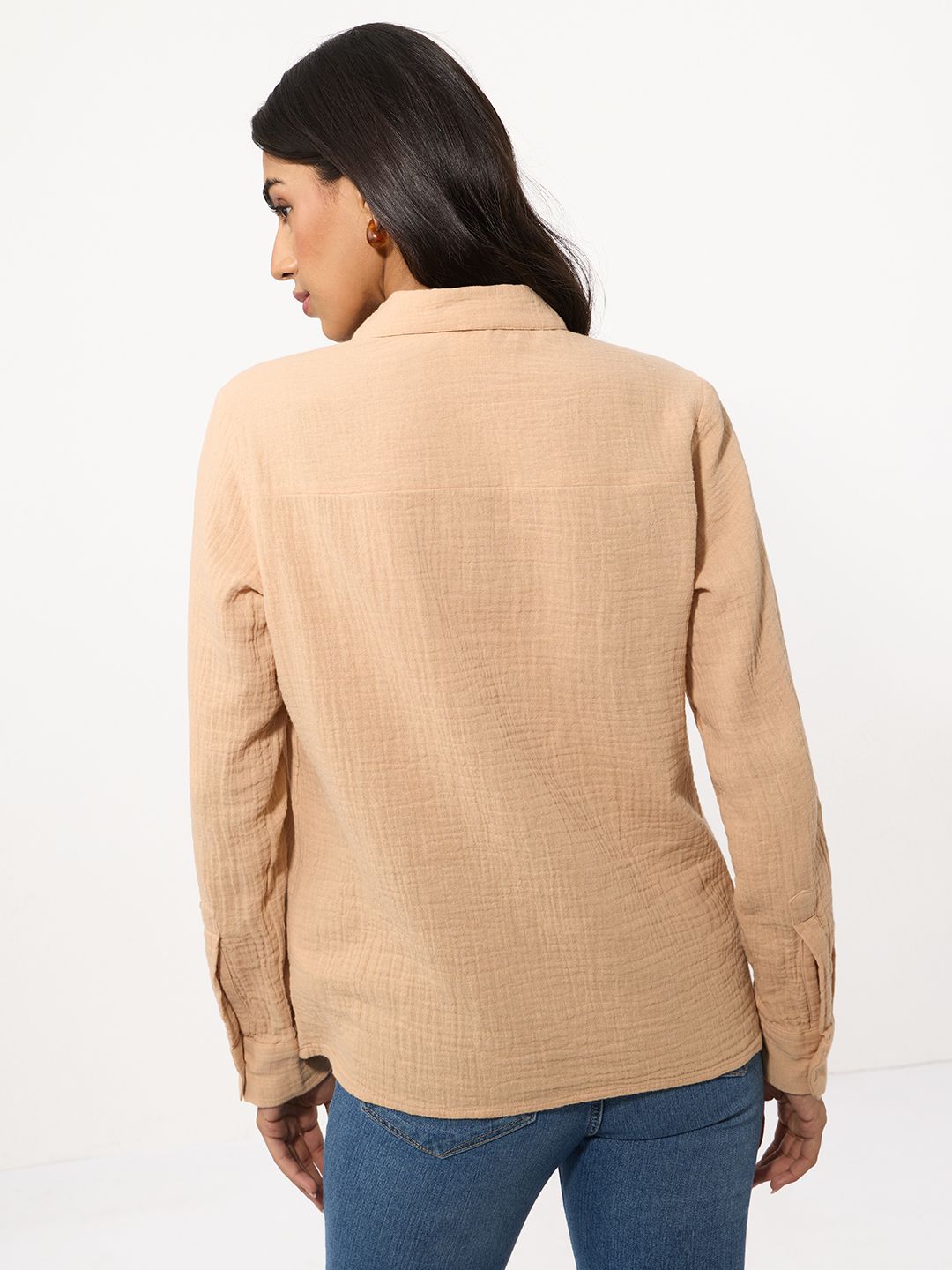 Textured Shirt: Coral Women Relaxed Shirts